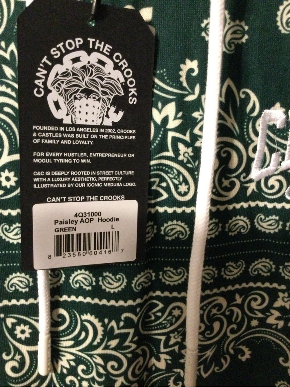 Crooks & Castles Green Paisley All-Over Print Hoodie